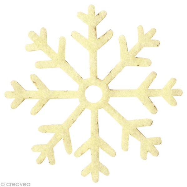 Flocon de neige en feutrine 4,5 cm écru x6 - Photo n°1