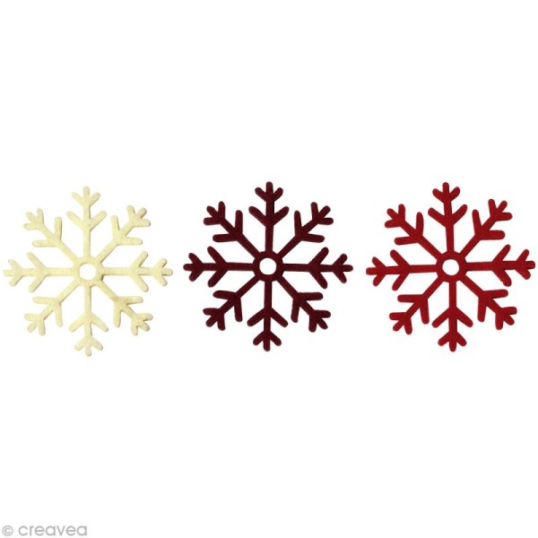 Flocon de neige en feutrine 4,5 cm Noël x6 - Photo n°1
