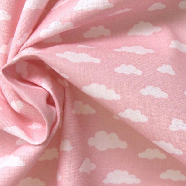 Tissu nuages fond rose - Photo n°2