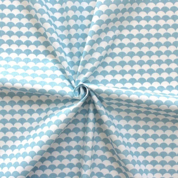 Tissu écailles bleu et blanc - Photo n°1