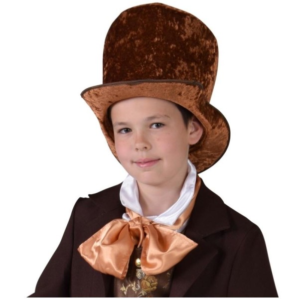 Chapeau haut de forme marron enfant luxe - Photo n°1