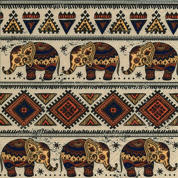 4 serviettes en papier découpage collage 33 cm ELEPHANT AFRIQUE - Photo n°1