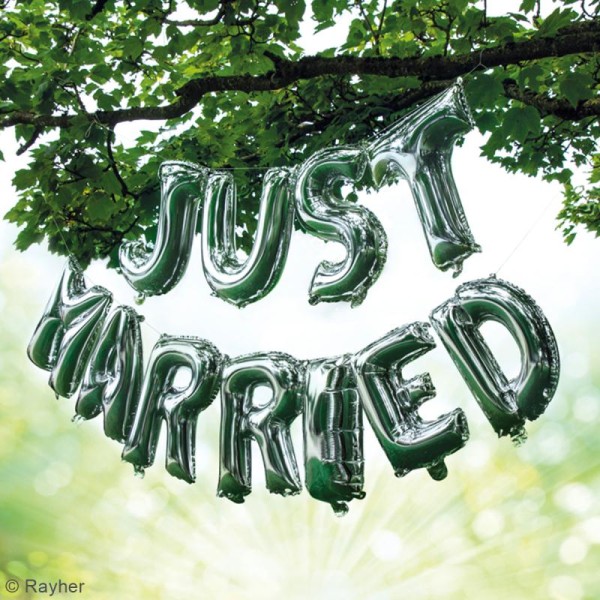Ballons message Aluminium - Just married - Argenté - Photo n°2