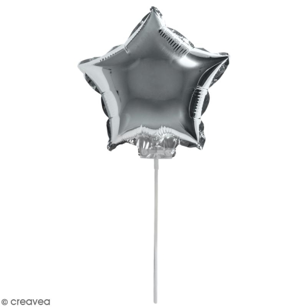 Ballon Aluminium avec tige - Etoile - Argenté - 1 pce - Photo n°2