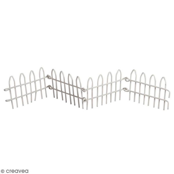 Décoration de jardin miniatures - Petite clôture de jardin en fer blanc - 6,5 x 4 cm - Photo n°1