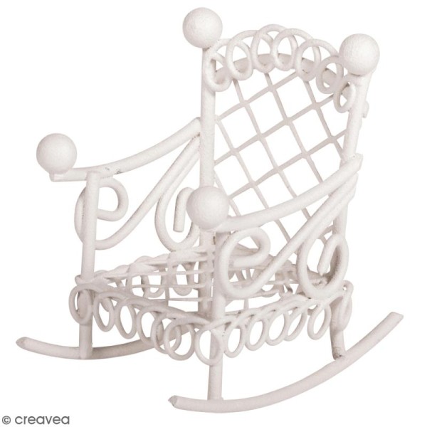 Décoration de jardin miniature - Petite chaise à bascule en fer blanc - 2,5 x 4,5 cm - Photo n°1