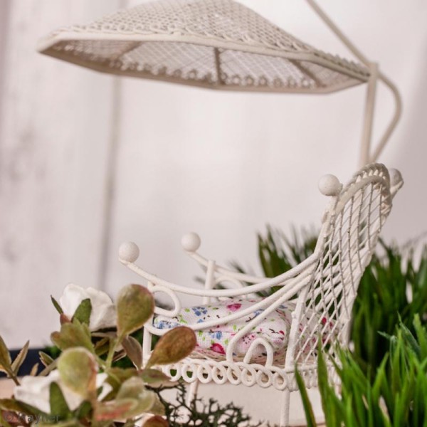 Décoration de jardin miniature - Parasol en fer blanc - 10 cm - Photo n°2