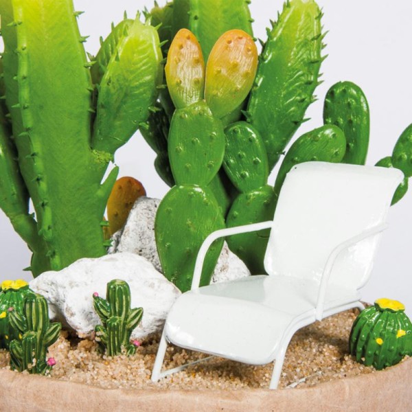 Décoration de jardin miniature - Chaise longue en fer blanc - 6 x 3,3 cm - Photo n°3