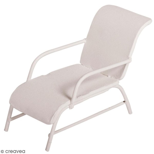 Décoration de jardin miniature - Chaise longue en fer blanc - 6 x 3,3 cm - Photo n°1