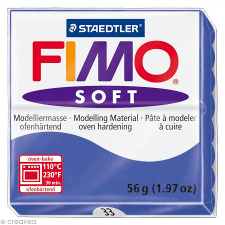 Pâte Fimo soft Bleu Brillant 33 - 56 gr