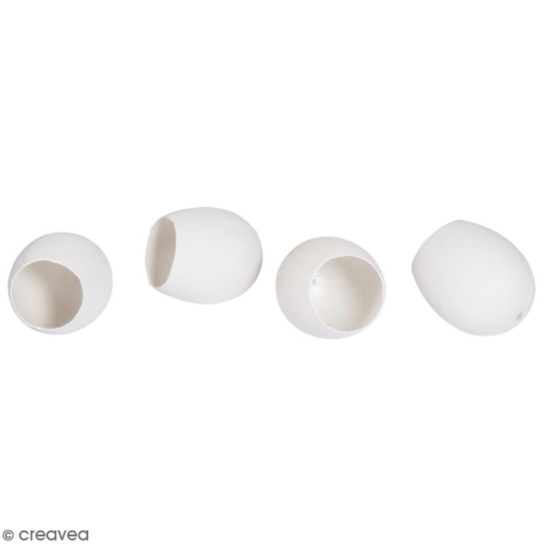 Oeufs de Pâques en plastique - Ouverts - Blanc - 4 x 5,5 cm - 4 pcs - Photo n°1