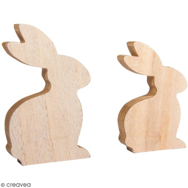 Formes en bois - Lapin - 10 à 12  cm - 2 pcs - Photo n°1