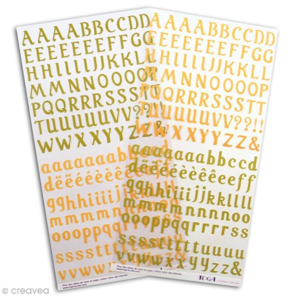 Stickers Alphabet Vert et Jaune moutarde x 324 - Photo n°1