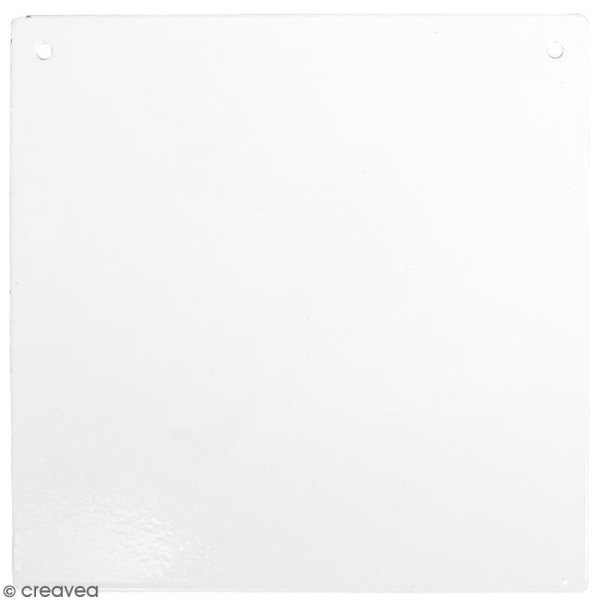 Plaque vintage en métal blanc à décorer - 14 x 14 cm - Photo n°1