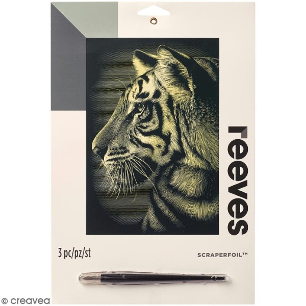 Carte à gratter Junior Reeves Dorée Tigre - 26 x 21 cm - Photo n°1