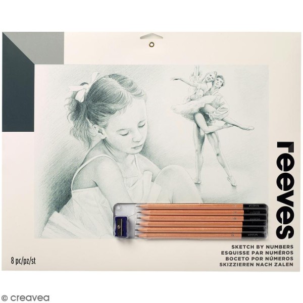 Grand Dessin à étapes Reeves - Danseuse - 29,5 x 40 cm - Kit coloriage  adulte - Creavea