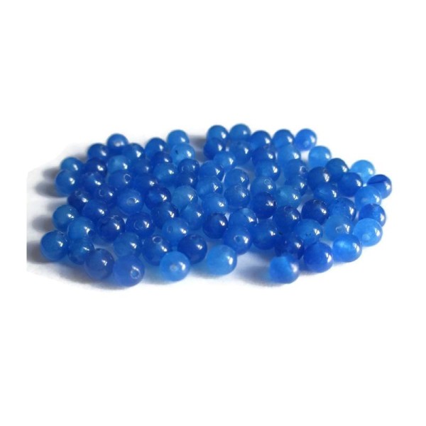 20 Perles Jade Naturelles Bleu 4mm - Photo n°1
