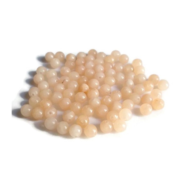 20 Perles Jade Naturelles Saumon 4mm - Photo n°1