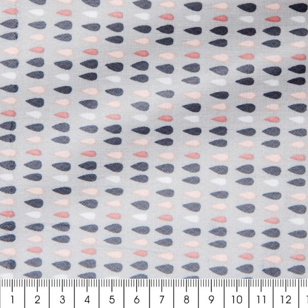 Coupon de tissu Toile cirée Made by me - Gouttes - Fond gris - 25 x 70 cm - Photo n°2
