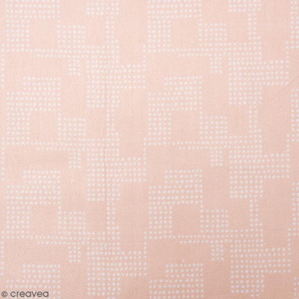 Coupon de tissu Toile cirée - Motif graphique à pois blancs sur fond Rose - 25 x 70 cm - Photo n°1