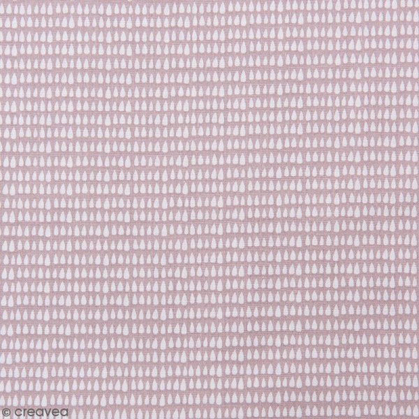 Coupon de tissu Toile coton Made by me - Gouttes blanches - Fond rose pâle - 50 x 140 cm - Photo n°1