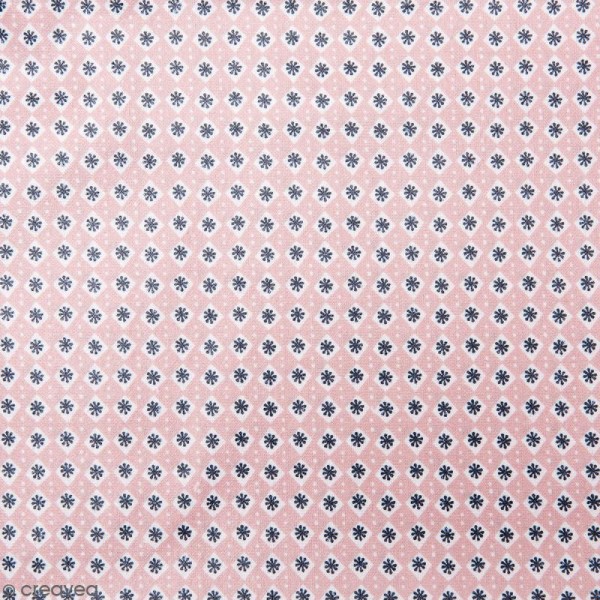 Coupon de tissu Toile cirée Made by me - Losanges blancs - Fond rose pâle - 25 x 70 cm - Photo n°1
