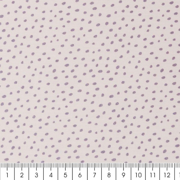 Coupon de tissu Toile coton Made by me - Points violet métallisés - Fond rose pâle - 50 x 140 cm - Photo n°2