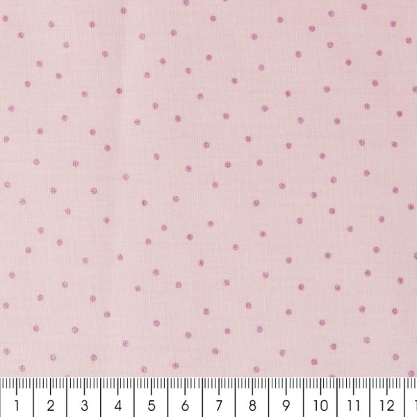 Coupon de tissu Toile coton Made by me - Pois roses métallisés - Fond rose - 50 x 140 cm - Photo n°2