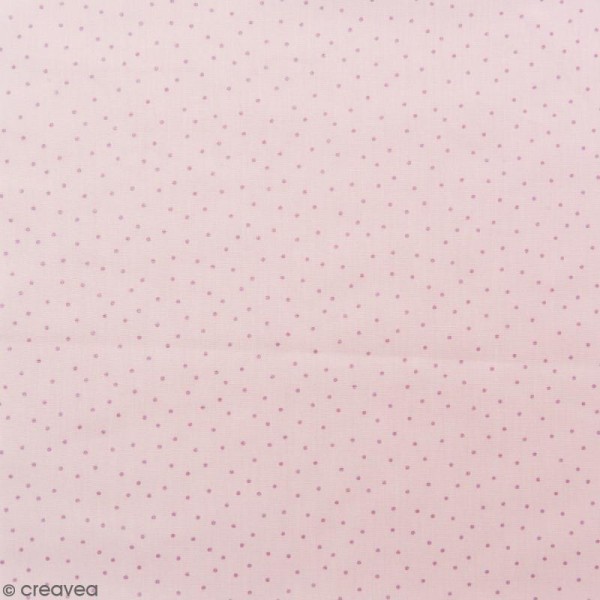 Coupon de tissu Toile coton Made by me - Pois roses métallisés - Fond rose - 50 x 140 cm - Photo n°1