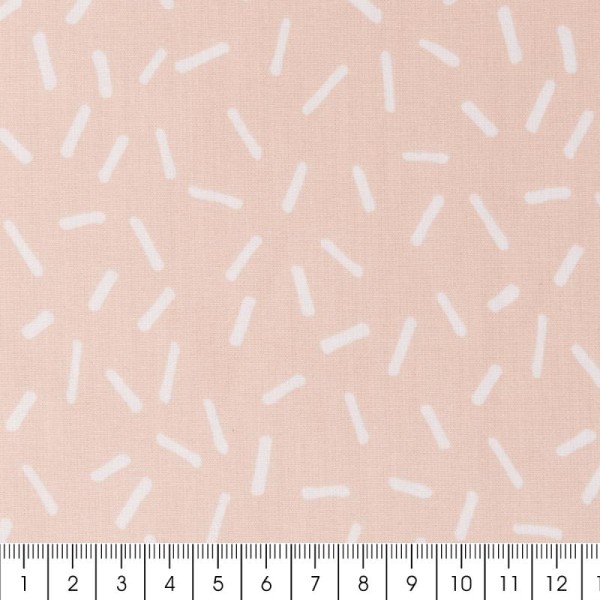 Coupon de tissu Toile coton Made by me - Vermicelles blancs - Fond rose poudré - 50 x 140 cm - Photo n°2