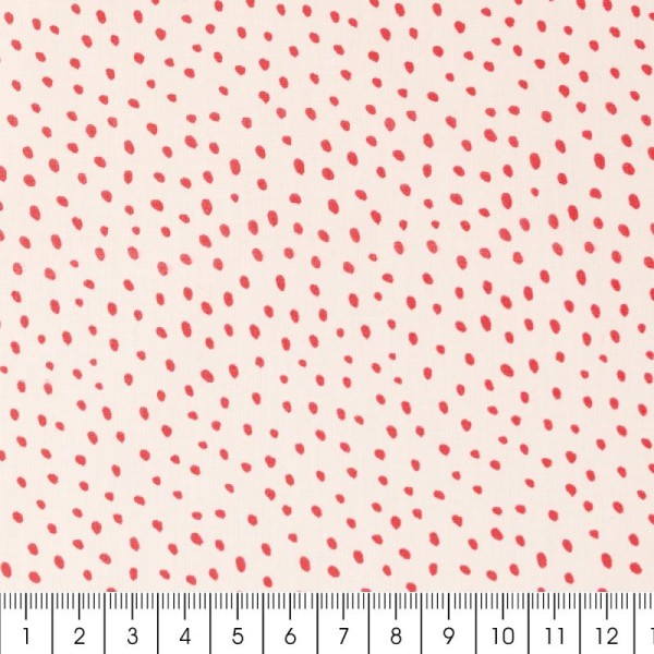 Coupon de tissu Toile coton Made by me - Points roses néon - Fond crème - 50 x 140 cm - Photo n°2