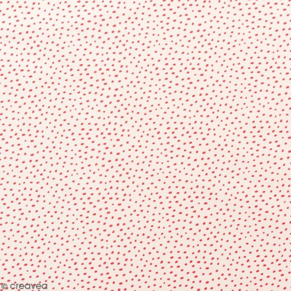 Coupon de tissu Toile coton Made by me - Points roses néon - Fond crème - 50 x 140 cm - Photo n°1