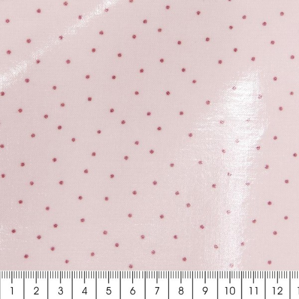 Coupon de tissu Toile cirée Made by me - Pois métallisés - Fond rose - 25 x 70 cm - Photo n°2