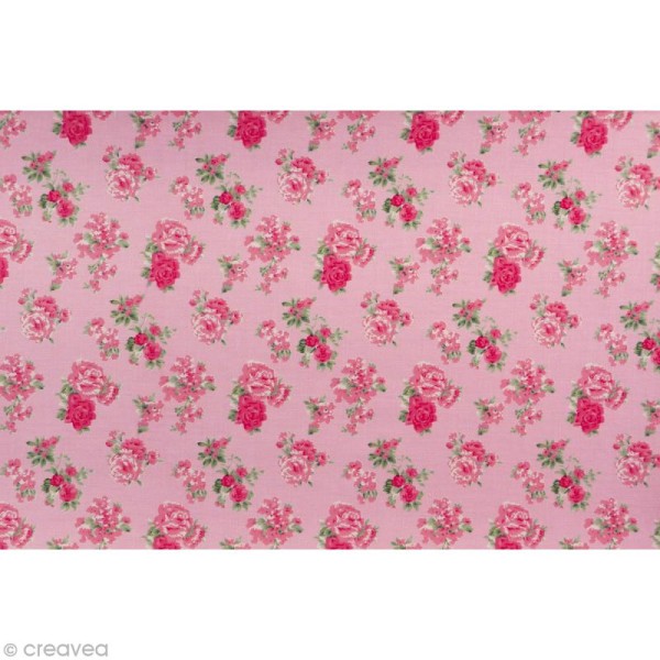 Daily like Rose / Fleurettes roses - Tissu autocollant A4 - Photo n°1
