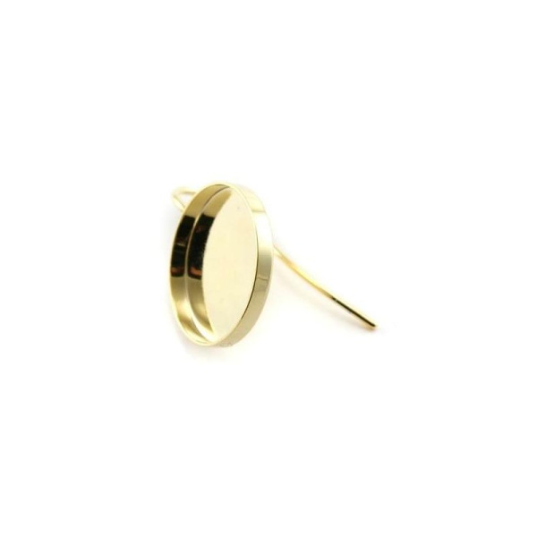 Boucles d'oreilles plateau rebord métal rond 15 mm dorées x2 - Photo n°1