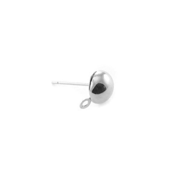 Boucles d'oreilles tige 1/2 boule 8 mm + anneau argentées x2 - Photo n°1