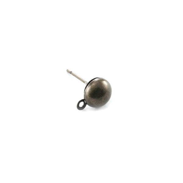 Boucles d'oreilles tige 1/2 boule 8 mm + anneau bronze x2 - Photo n°1