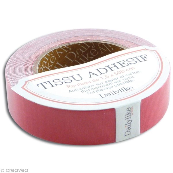 Masking tape tissu - Uni fuchsia Daily Like x 5 m - Photo n°1