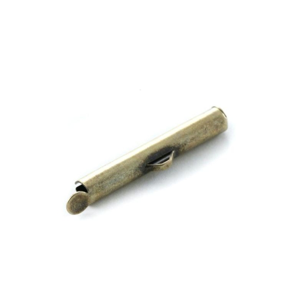Pince lacet métal tube + anneau 26x4mm bronze - Photo n°1