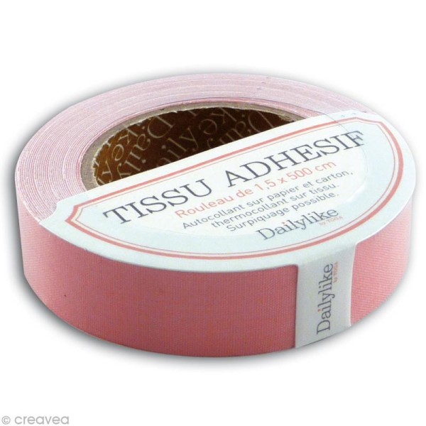 Masking tape tissu - Uni rose Daily Like x 5 m - Photo n°1