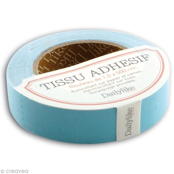 Masking tape tissu - Uni bleu ciel Daily Like x 5 m - Photo n°1