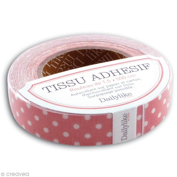 Masking tape tissu - Rose à pois Daily Like x 5 m - Photo n°1