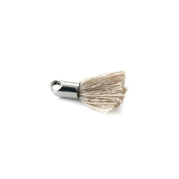 Pampille / Pompon embout rhodium beige - Photo n°1