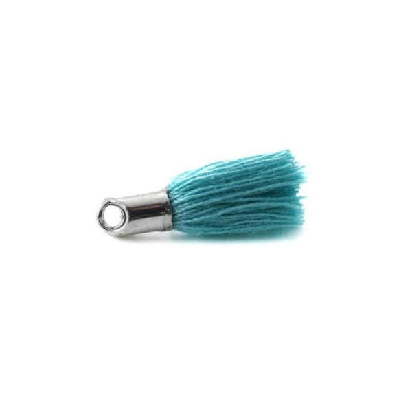 Pampille / Pompon embout rhodium turquoise - Photo n°1