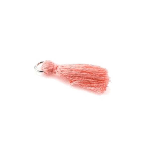 Pampille/Pompon en coton avec anneau rose clair - Photo n°1