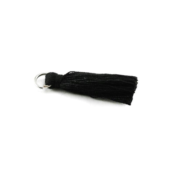 Pampille/Pompon en coton avec anneau noir - Photo n°1
