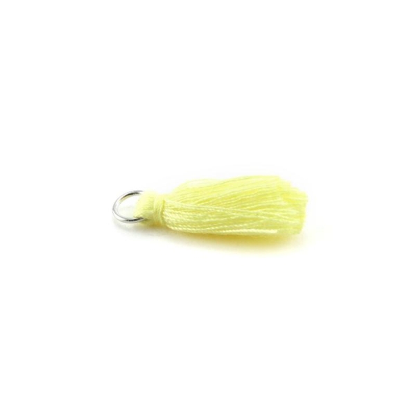 Pampille/Pompon en coton avec anneau jaune - Photo n°1