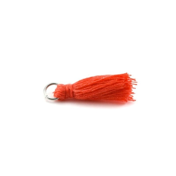 Pampille/Pompon en coton avec anneau corail - Photo n°1