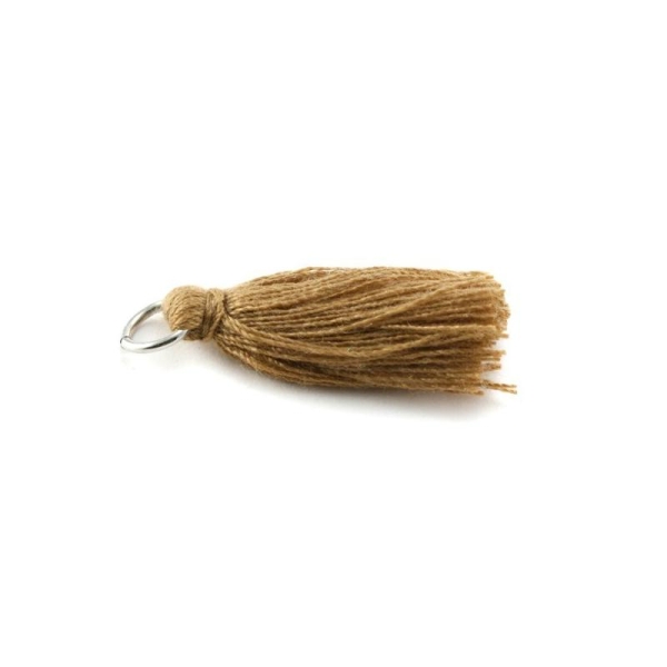 Pampille/Pompon en coton avec anneau marron clair - Photo n°1