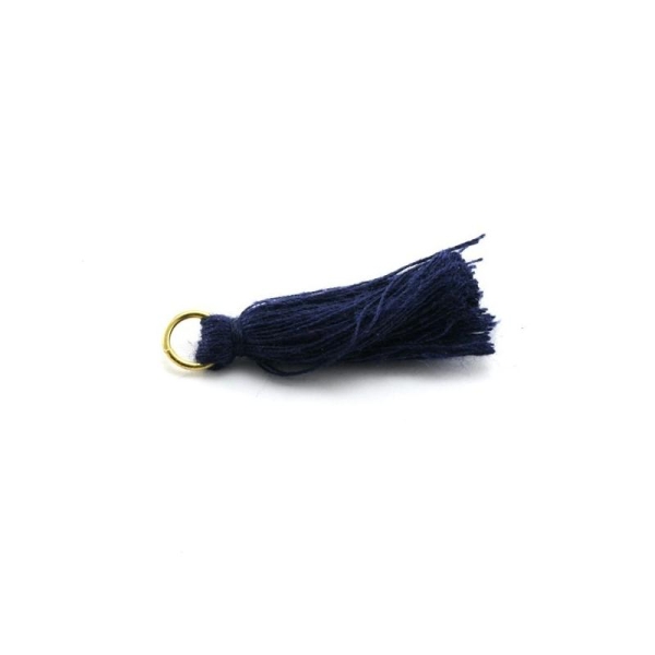 Pampille/Pompon en coton avec anneau bleu marine - Photo n°1